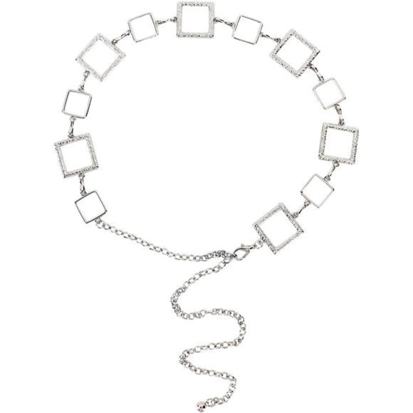 LABANCA Womens Metal Chain Dress Belt Hollow Out Leaf Bead Pendant main image 5